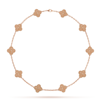 LAVISH 10 PATTERN CLOVER NECKLACE - ROSE GOLD