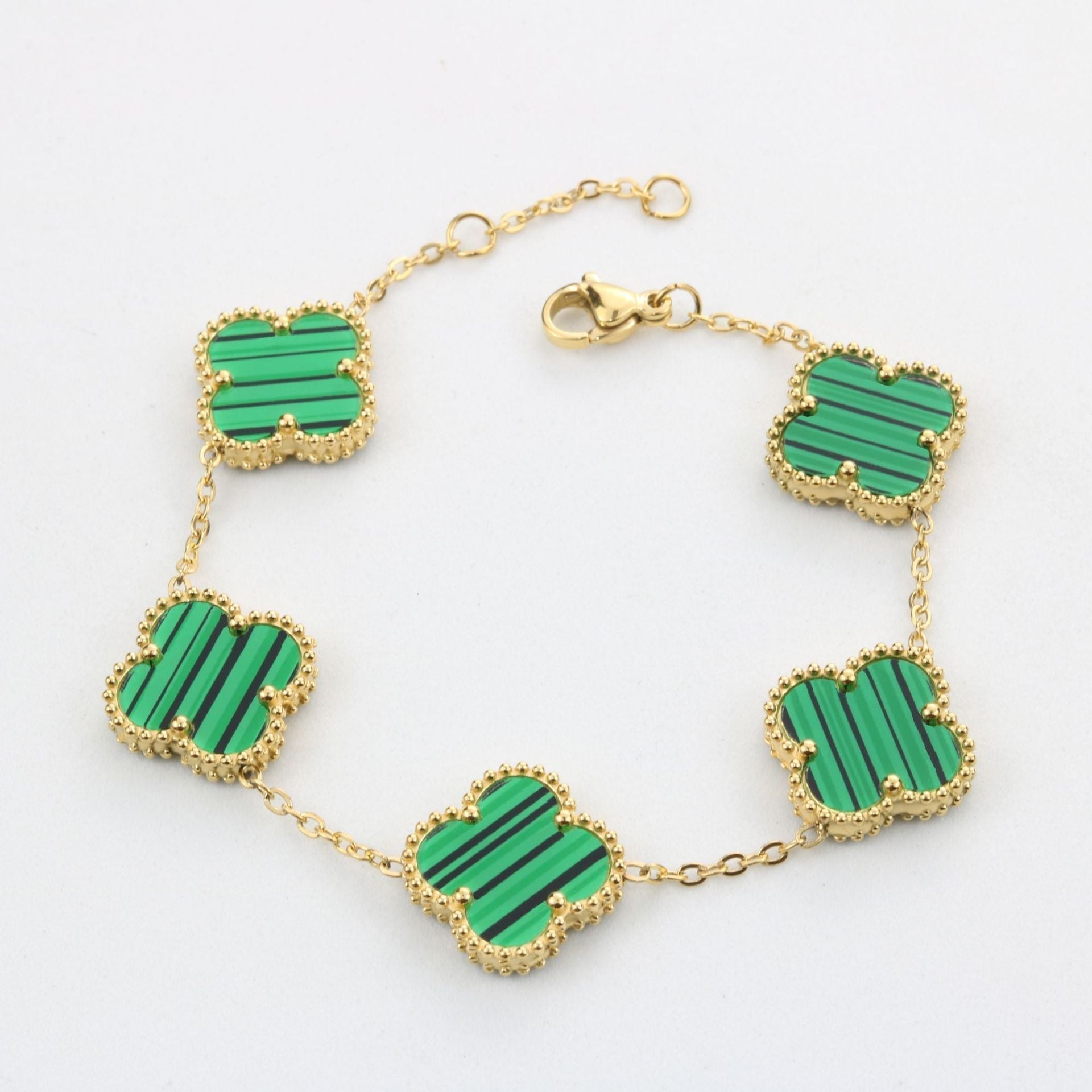 LUCKY GREEN FOUR-LEAF CLOVER BRACELET